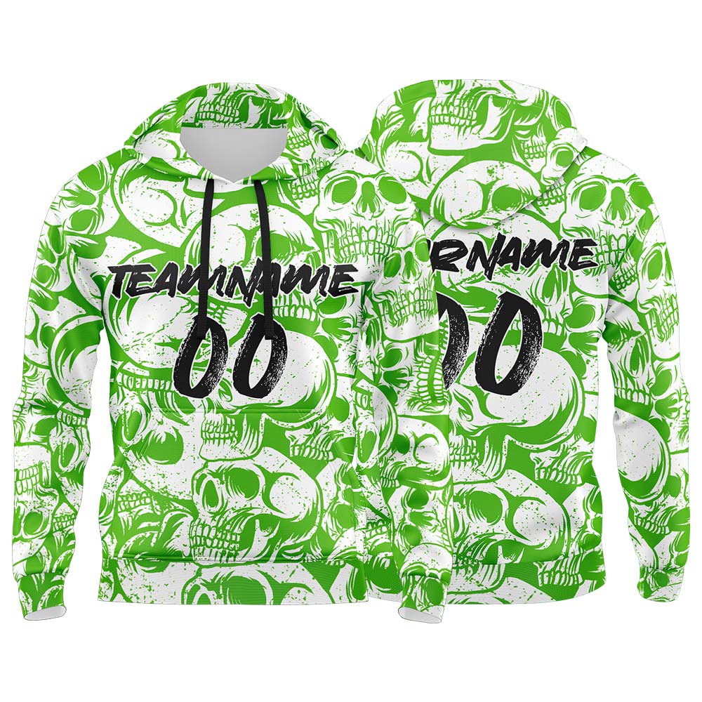 Benutzerdefinierter Sweatshirt-Hoodie für Mann, Frau, Mädchen, Junge. Drucken Sie Ihr Logo, Ihren Namen und Ihre Nummer Grün&Weiß Online