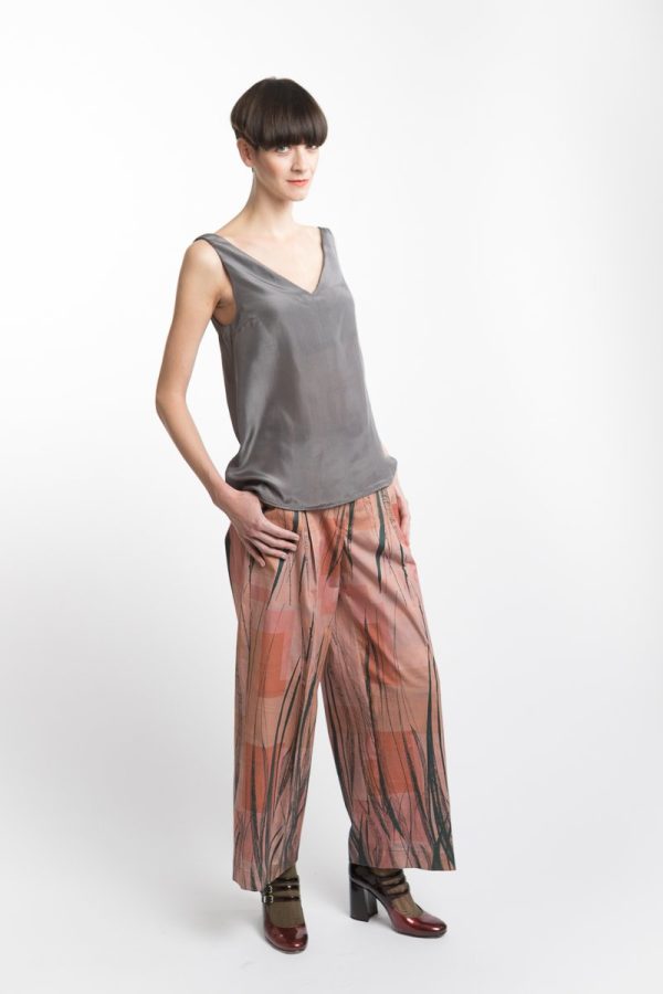 V-neck Grey Silk Online-Verkauf – Bild 5