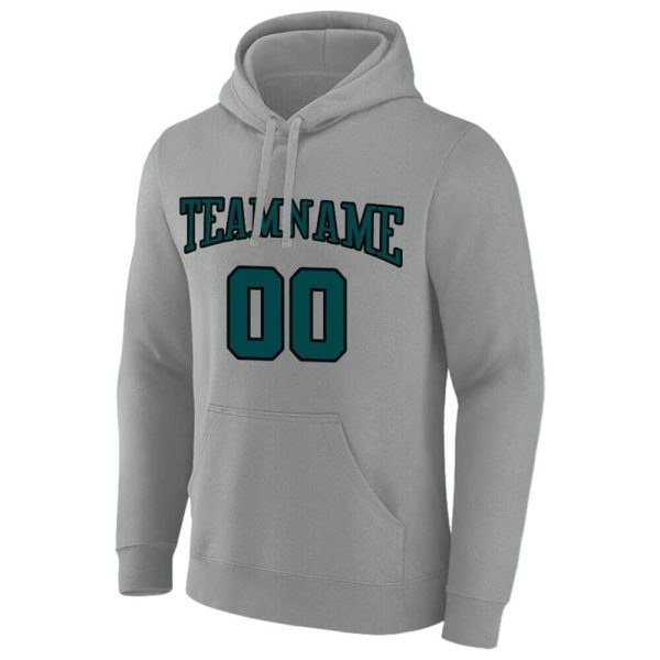Benutzerdefinierte Authentisch Sweatshirt-Kapuzenpulli Grau-Grün-Schwarz Online – Bild 2