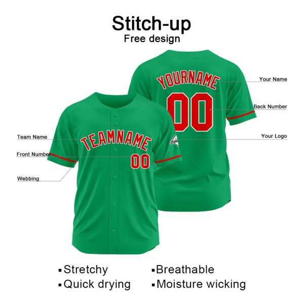Benutzerdefinierte Authentisch Baseball-Trikot Grün-Rot Online-Schn?ppchen – Bild 2