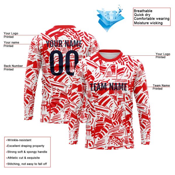 Kundenspezifisches Basketball Fußball Fußball Schießen langes T-Shirt für Erwachsene und Kinder Rot Verkauf – Bild 2