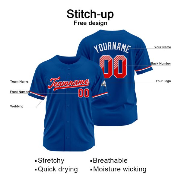 Benutzerdefinierte Authentisch Baseball-Trikot  königlich Netz Mode – Bild 3
