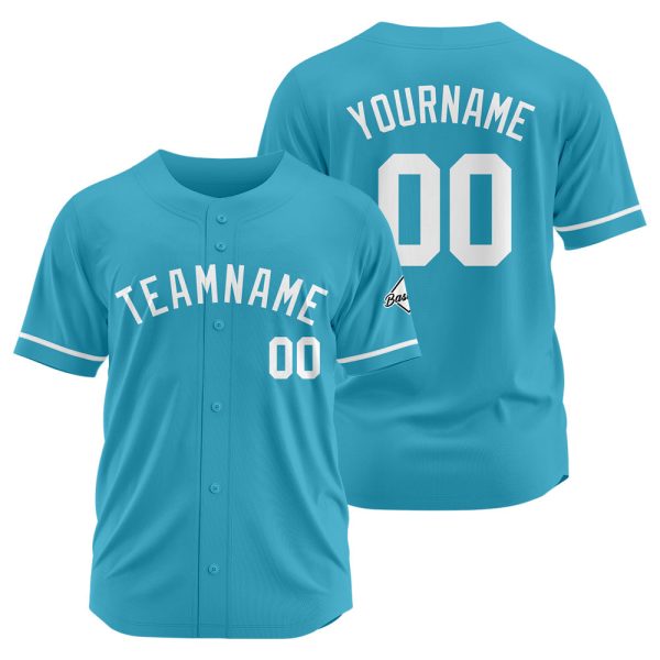 Benutzerdefinierte Authentisch Baseball-Trikot Hellblau-Weiß Rabatt