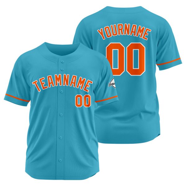 Benutzerdefinierte Authentisch Baseball-Trikot  Hellblau-Orange Verkauf