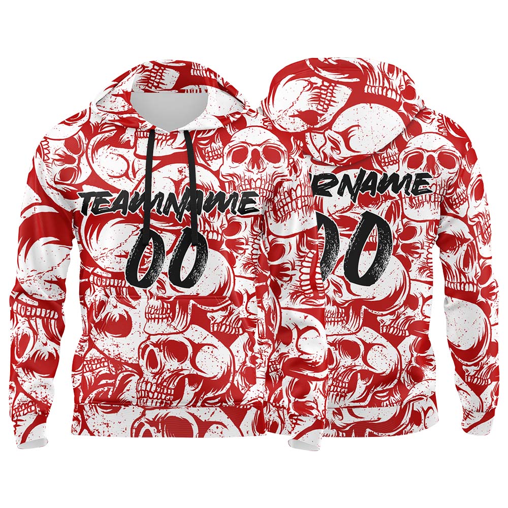 Benutzerdefinierter Sweatshirt-Hoodie für Mann, Frau, Mädchen, Junge. Drucken Sie Ihr Logo, Ihren Namen und Ihre Nummer Rot&Weiß Schn?ppchen
