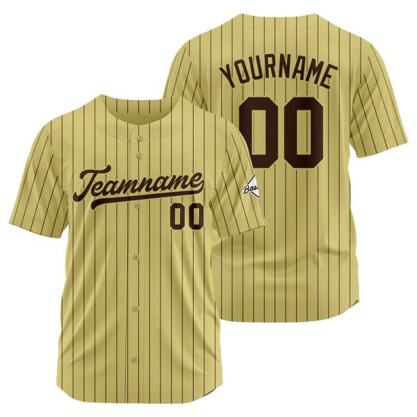 Benutzerdefinierte Authentisch Baseball  Nadelstreifen Gold-Braun Netz Online-Schn?ppchen