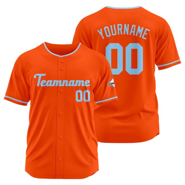 Benutzerdefinierte Authentisch Baseball-Trikot Orange-Hellblau Schn?ppchen