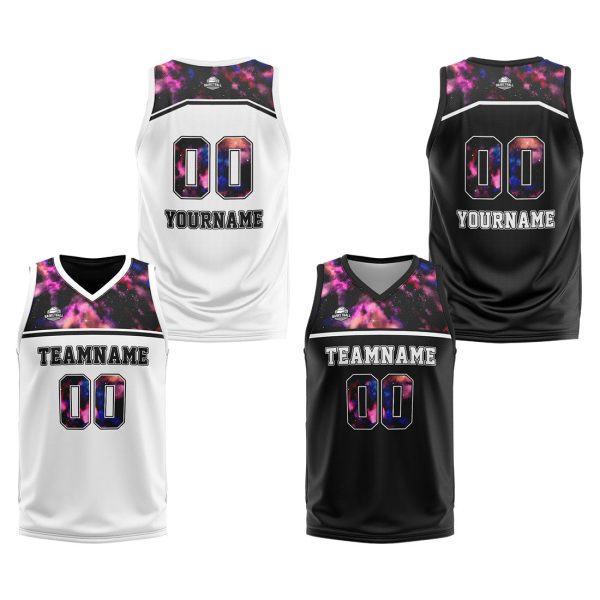 Benutzerdefinierte Reversible Basketball Jersey Personalisierte Print Name Nummer Logo Weiß-Schwarz Online-Schn?ppchen