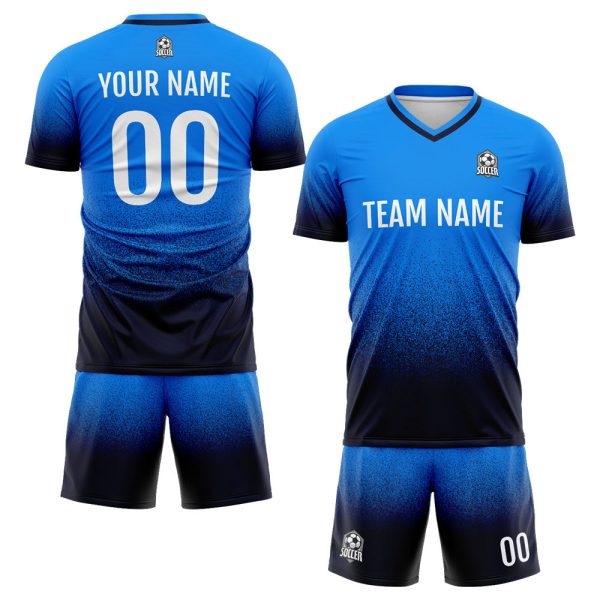 Benutzerdefinierte Fußball Trikots für Männer Frauen Personalisierte Fußball Uniformen für Erwachsene und Kind Blau&Marine Jetzt online – Bild 2