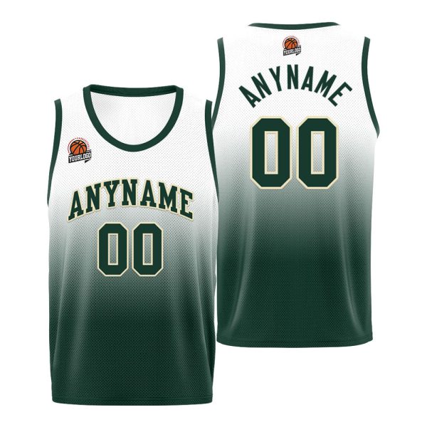 Benutzerdefinierte Basketball Jersey personalisiert genäht Name&Number&Logo Grün&Creme Online – Bild 2