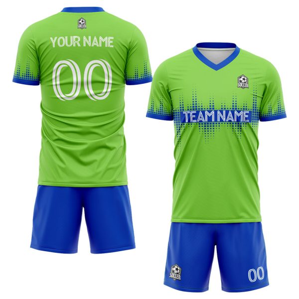 Benutzerdefinierte Fußballuniform Jersey Kinder Erwachsene Personalisiertes Set Jersey Shirt Grün Zu verkaufen – Bild 2