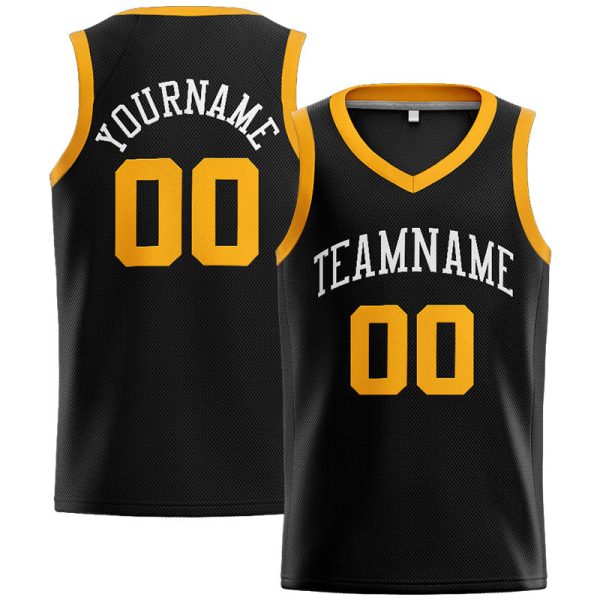 Benutzerdefinierte Authentisch  Basketball Trikot Schwarz Gelb Online-Verkauf
