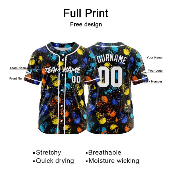 Benutzerdefinierte Baseball Jersey Personalisierte Baseball Shirt genäht und Druck Blau&Gelb Mode – Bild 2