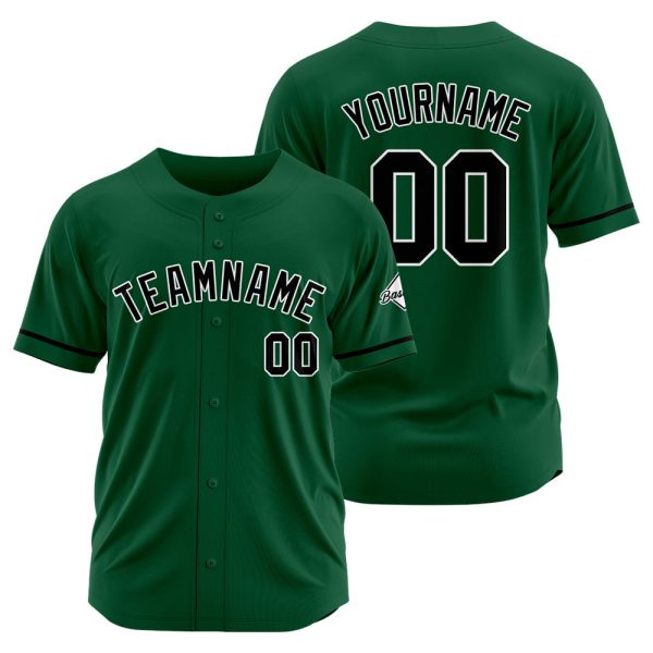 Benutzerdefinierte Authentisch Baseball-Trikot Dunkelgrün-Schwar Online-Verkauf