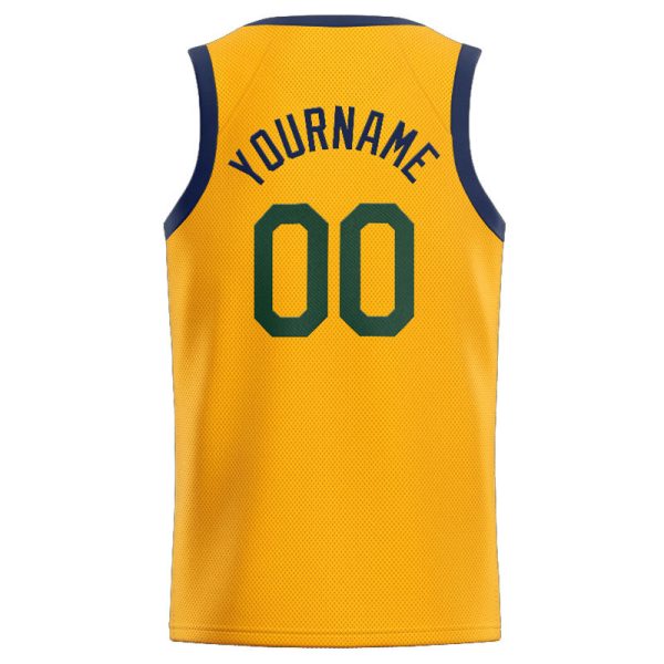 Benutzerdefinierte Authentisch  Basketball Trikot Gelb-Marine-Grün Rabatt – Bild 3