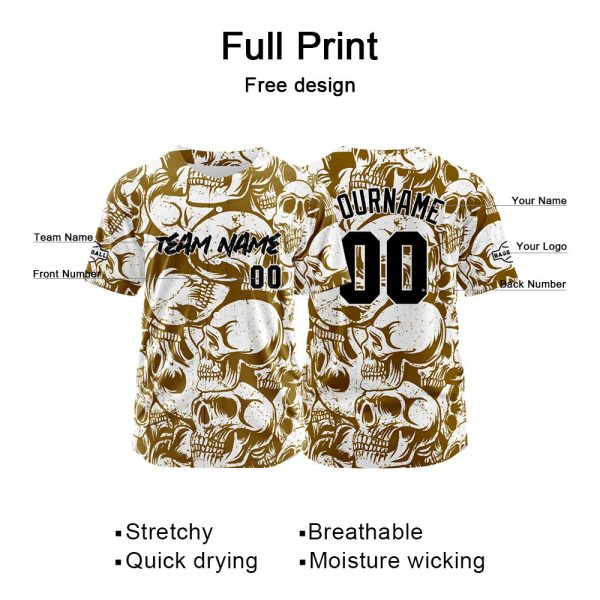 Benutzerdefinierte Baseball Jersey Personalisierte Baseball Shirt genäht und Druck Braun&Weiß Online-Schn?ppchen – Bild 2