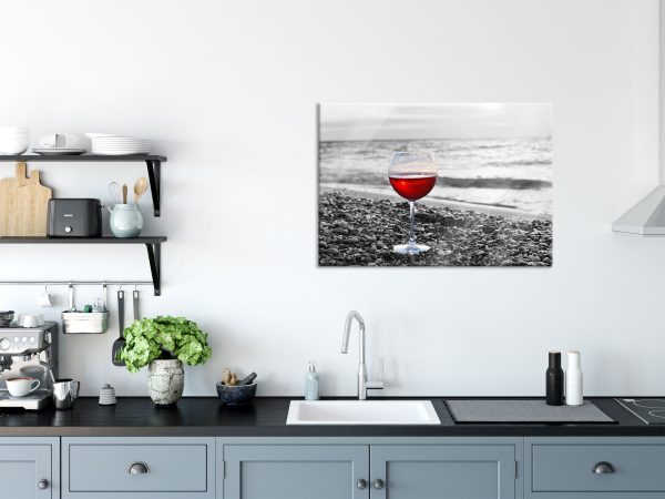 Weinglas am Strand, Glasbild Schn?ppchen – Bild 3