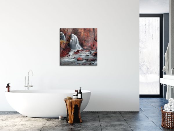 Wasserfall im Wald, Glasbild Quadratisch Angebot – Bild 4